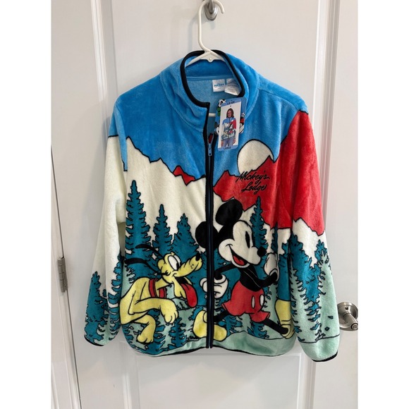 Disney Jackets & Blazers - Disney Mickey and Friends Mickey's Lodge Fleece Full Zip Jacket Multicolor Large